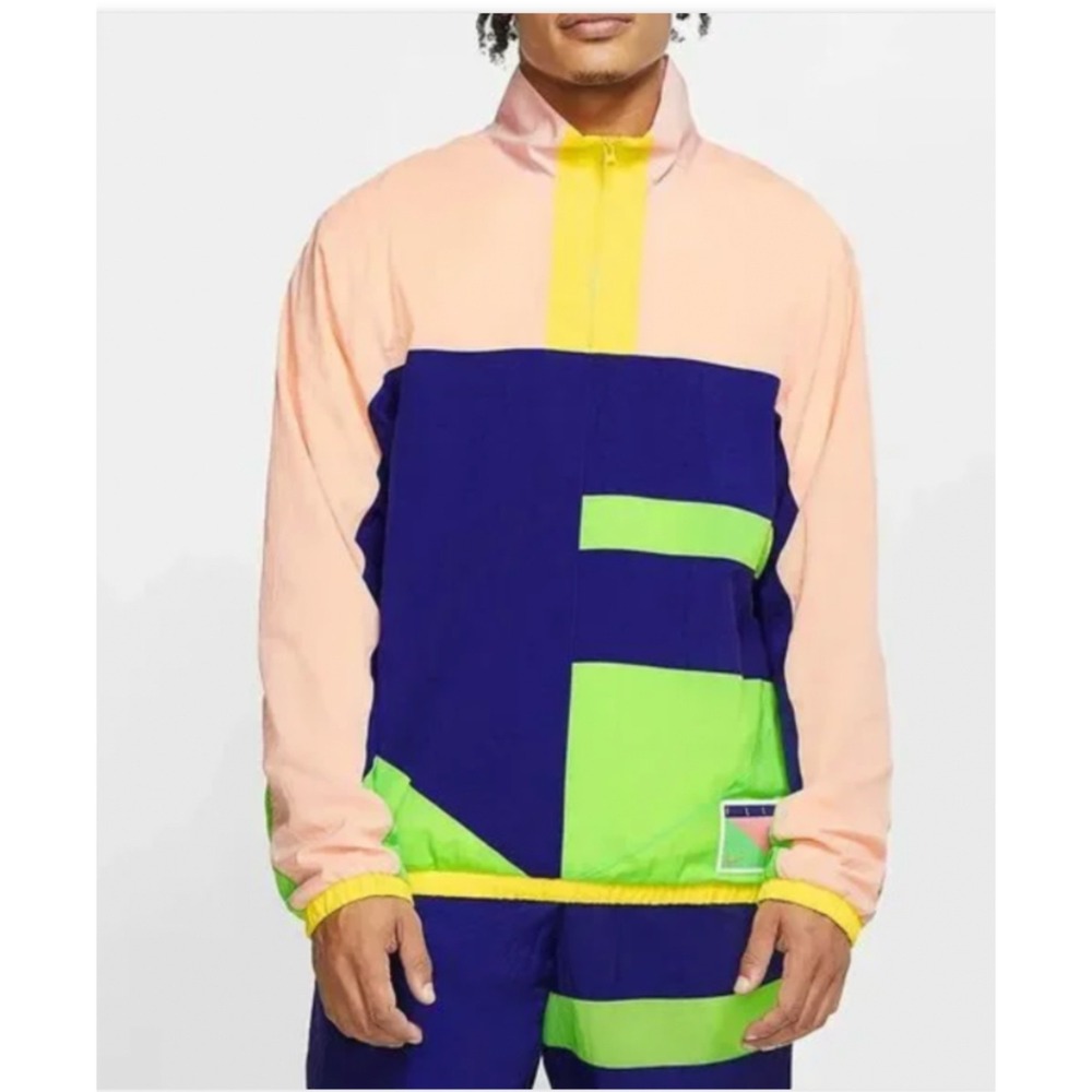 Nike Flight Half Zip Windbreaker Jacket Mens Medium Neon Colorblock Pullover